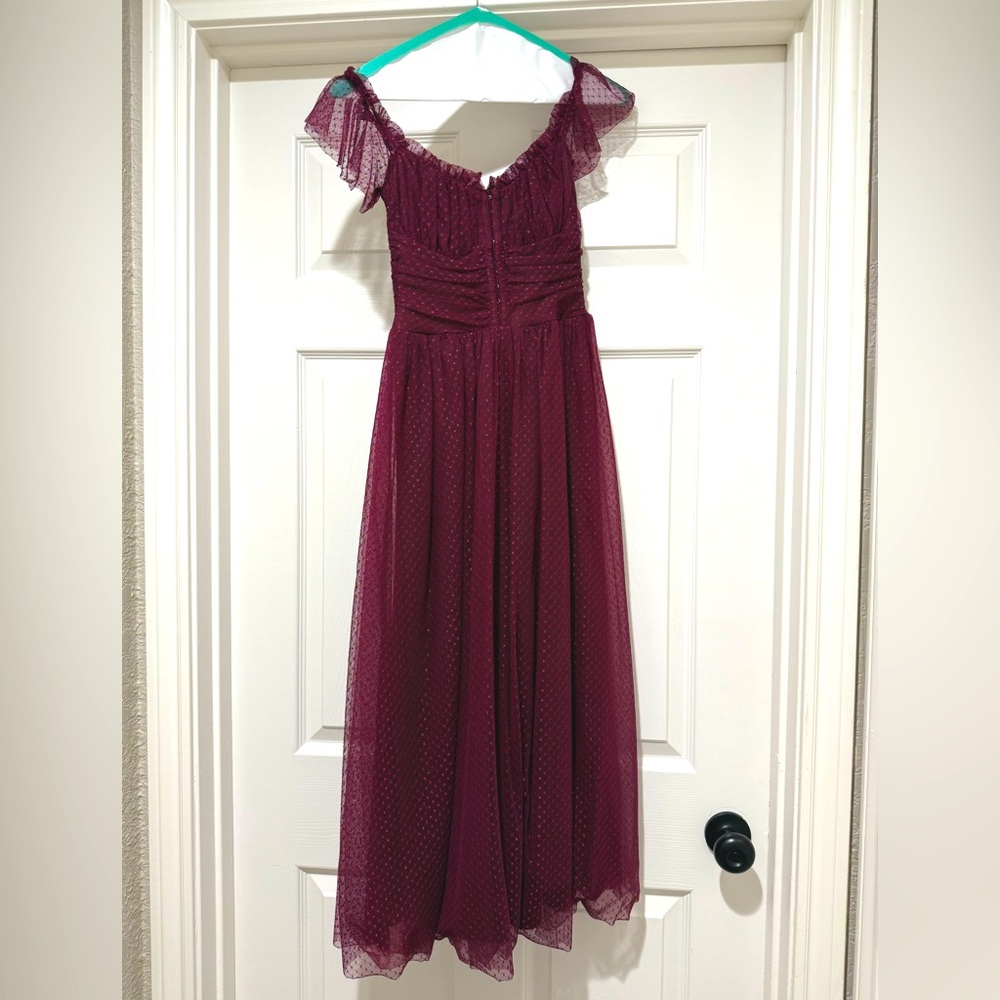 Burgundy off the shoulder dress